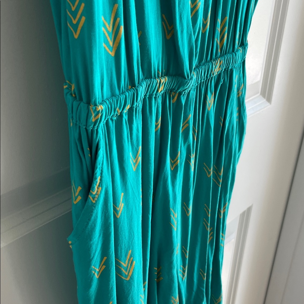 Mossimo Supply Co. Teal Midi Dress with Yellow Pattern - Picture 4 of 5